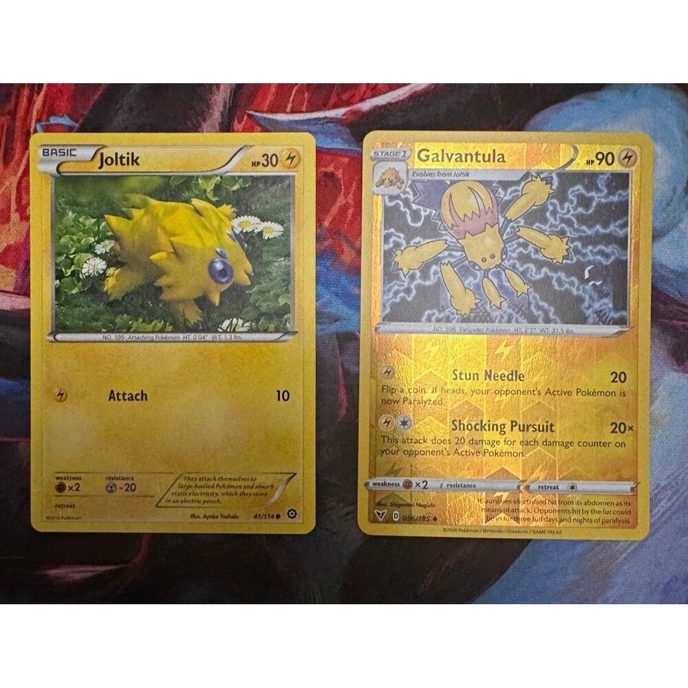 Pokemon Joltik 41/114 Steam Siege & Galvantula 056/185 Reverse Holo 2 Card Lot